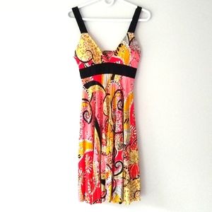 Janette Flowy Sundress Tank Straps Deep V-Neck Black Red Yellow Pink White Small